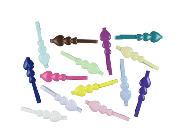 Image of Assorted Color Hearts Barrette