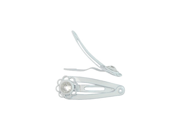 Image of White 1.25" Lace Crystal Snap Clip