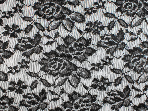 Image of Black Rose with Leaves fabric