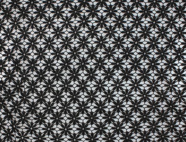 Image of Black Daisy Venice Lace fabric