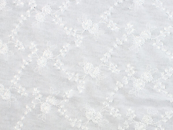 Image of White Opaque Vine with Flower fabric